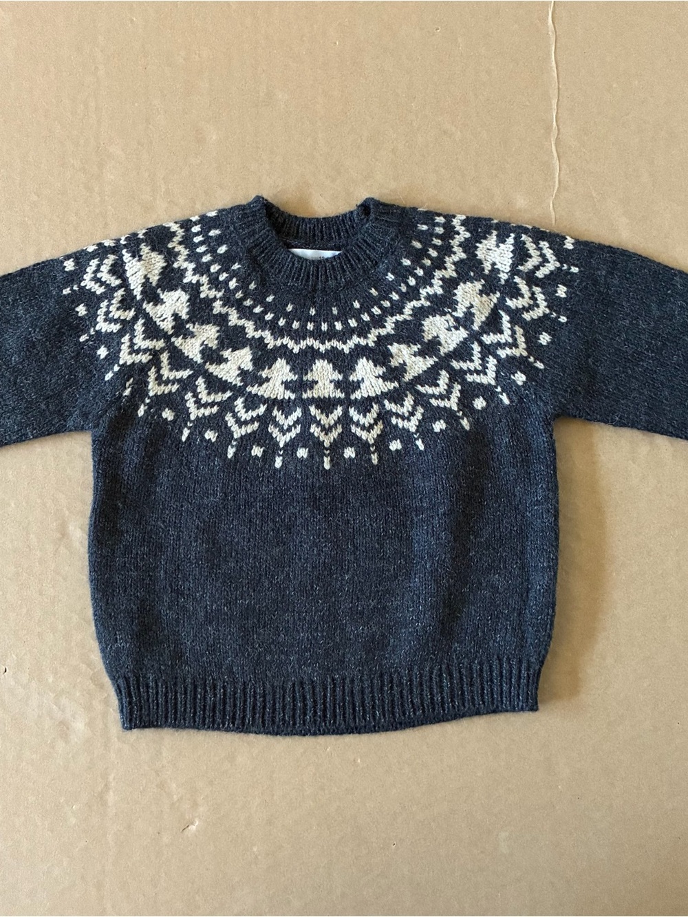 Zara Kids Fair Isle Wool Blend Crew Neck Sweater 12-18 Months Nordic Print Knit